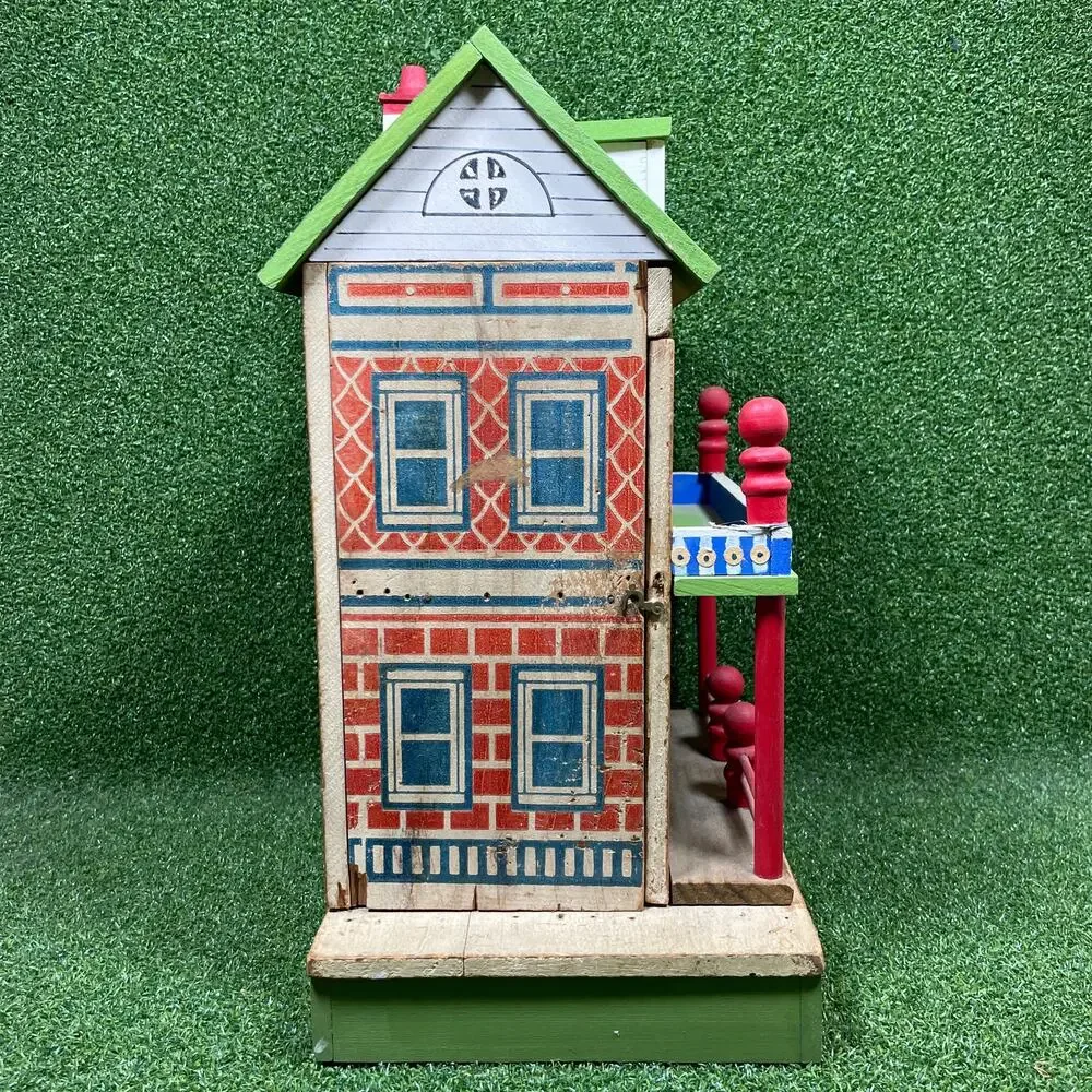 Antique Converse Wooden Dollhouse Lithograph 2 Story Porch Early 1900s Toy 13